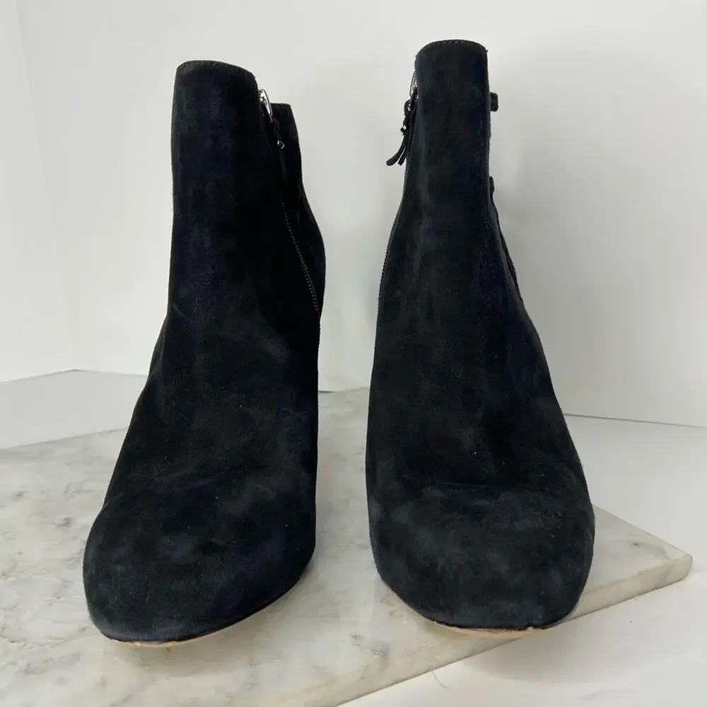 Via Spiga Black Suede Stiletto Heeled Ankle Boots Cutouts Size 10 $220 - Picture 3 of 11